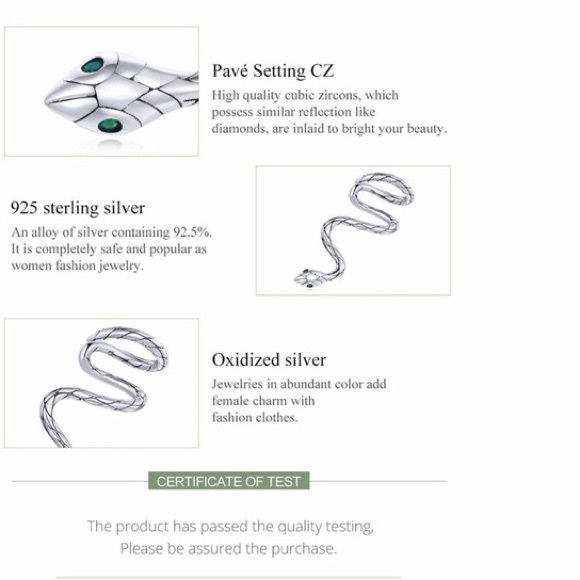 925 Sterling Silver Rich 1 Piece Magical Snake Earring Clip - Picture 7 of 7